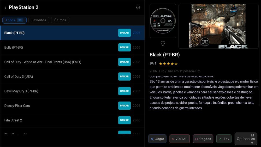 Tela do app Retromax Installer mostrando os consoles disponíveis
